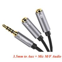 Ugreen 60287 3.5mm to Aux + Mic M/F Audio Cable Aluminum Case Black adapter AV141