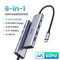 Ugreen 60384 4K 60Hz Bộ chuyển Type C Sang HDMI + USB 3.0*2 + SD/TF + PD CM511 20060384