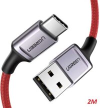 Ugreen 70296 2M màu đỏ cáp USB A ra type C hỗ trợ sạc nhanh 50CM đầu bọc nhôm chống nhiễu US294