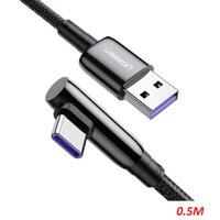 Ugreen 70431 50cm bẻ góc C 90 độ Cáp USB A sang Type-C 2.0 màu đen từ máy tính ra điện thoại dài 0.5M US317