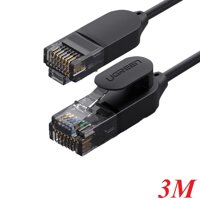 Ugreen 70653 3M 10Gbps 500MHz cat6a Black OD2.8mm Utp Round and Ultra Slim Ethernet Cable Pure Copper Patch Cord NW122 10070653