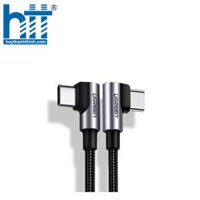 Ugreen 70698 2M 2 đầu bẻ 90 độ vuông góc cáp USB type C màu đen bọc nhôm dây dù chống nhiễu US335 20070698