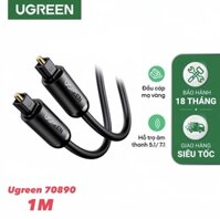 Ugreen 70890 cáp quang âm thanh Digital Optical Audio Toslink dài 1M mạ vàng 24K cao cấp (màu đen)