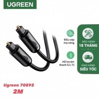 Ugreen 70892 cáp quang âm thanh Digital Optical Audio Toslink dài 2M mạ vàng 24K cao cấp (màu đen)