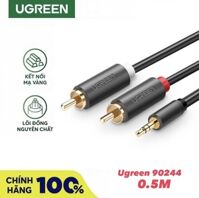 Ugreen 90244 cáp chuyển đổi âm thanh 3.5mm sang 2 RCA dài 0.5M mạ vàng 24K cao cấp (màu đen)
