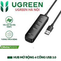 Ugreen Black Usb 3.0 4 Ports Hub with type c power port 10915, 80657 cao cấp