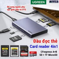 Ugreen CF Express card CFexpress Type A+B+ SD và TF MicroSD UHS-I Đầu đọc thẻ nhớ tốc độ cao USB3.2 card reader