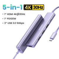 Ugreen USB C HUB Type C sang 4K 30Hz HDMI PD100W USB HUB USB 3.0 Adapter Dock đa chức năng cho iPad Pro, MacBook Pro Air