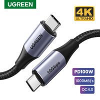 UGREEN USB-C to USB-C Cable 100W Power Delivery USB C 3.1 Gen 2 10Gbps 4K Video Compatible with MacBook Pro/Air iPad Pro 2020 Chromebook Samsung Galaxy S20/S10 Pixel 4XL PS5 Nintendo Switch 3ft