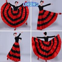 Uhhuhu Tây Ban Nha Váy Flamenco, Big Swing Smooth Belly Dance Trang phục, Phòng khiêu vũ thời trang Satin Váy xoay lớn dành cho nữ