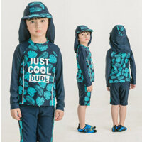 [Uhome] Bộ đồ bơi bé trai 2-10 tuổi 2 chiếc dài tay tập đi bé trai xẻ tà chống nắng đi biển Quần áo lặn lướt sóng thời trang xanh Hàn Quốc