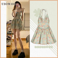 UIOWOO  French style Hepburn style niche design amazing advanced sense suspender dress