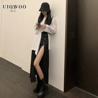 UIOWOO Set Áo Thun Dài Tay Và Chân Váy Xẻ Tà Phong Cách Trẻ Trung Dành Cho Nữ