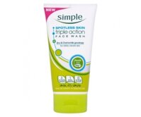 UK Sữa rửa mặt KHÔNG TẠO BỌT Simple Spotless Skin Triple Action Face Wash 150 ml