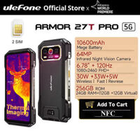 Ulefone Armor 27T Pro 5G Siêu Bền, 10600mAh, Android 14, Camera Đêm 50MP + 64MP, 6,78" 24GB + 256GB NFC