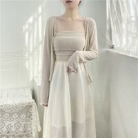 Ultra Áo Khoác cardigan Ngắn Siêu Nhẹ Phối Lưới Thời Trang Cho Nữ