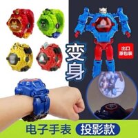 Ultraman Trẻ Em Biến Đổi Đồng Hồ Bé Trai Hoạt Hình Người Nhện Transformers Chiếu Đồ Chơi Dạ Quang Đồng Hồ Điện Tử 1.14
