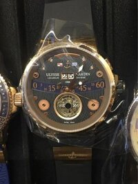 Ulysse Nardin Marine Grand Deck Tourbillon, dây cao su, vỏ vàng hồng, mặt đen