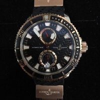 Ulysse Nardin Maxi Marine Diver Chronometer, dây cao su đen, vỏ vàng hồng, mặt đen