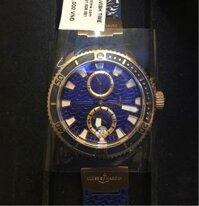 Ulysse Nardin Maxi Marine Diver Chronometer, dây cao su xanh dương, vỏ vàng hồng, mặt xanh dương
