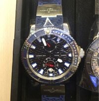 Ulysse Nardin Maxi Marine Diver Chronometer, dây cao su xanh dương, vỏ bạc, mặt xanh dương