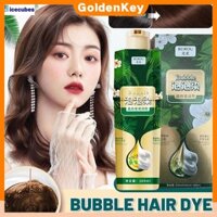 【undersell】Thuốc nhuộm tóc Beirou Bubble Hair Dye Botanical Essence nhuộm tóc che tóc bạc không gây kích ứng phục hồi tóc hư tổn dễ sử dụng thuốc nhuộm tóc lười Family Outfit 200ml ICECUBES GoldenKey