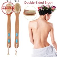 Undiesshop Bàn chải tắm Bàn chải chà chân lưng bằng gỗ tự nhiên có tay cầm bằng gỗ dài Máy làm sạch tẩy tế bào chết toàn thân