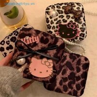 Unewtyu Leopard-Print Hello Kitty Hộp Trang Sức Sanrio KT Vòng Cổ Mèo Bông Tai Hộp Bảo Quản Di Động Dung Tích Lớn Món Quà Trang Sức VN