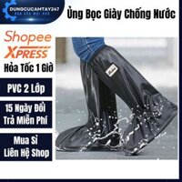Ủng Bọc Giày Chống Nước Đi Mưa Nam Nữ Cổ Cao, Đế Cao Su Chống Trượt Chất Liệu PVC Hai Lớp, Đủ Size Từ 34  Đến 47