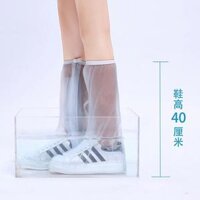 Ủng Bọc Giày Đi Mưa Cổ Cao Trong Suốt Có Dây Khóa Kéo Chống Bẩn, Chống Thấm - Trắng,XL