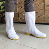 Ủng cao su đi mưa chất lượng cao giá rẻ | Ủng chống nước chống trượt màu trắng đế vàng