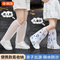 Ủng đi mưa dùng một lần, ống dài, chống nước, không trượt, nhựa trong suốt, dày dạn, chống mài mòn, bọc chân cách nhiệt, phổ thông