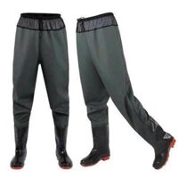 Ủng Liền Quần 2 Lớp Lội Nước Lội Bùn Đi Mưa, Quần Ủng Theo Cỡ Giầy Chống Nước Màu Xanh Rêu