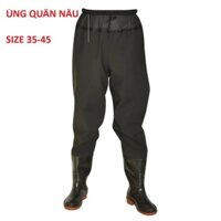 Ủng quần lội nước đế cứng màu nâu size 35-45, quần ủng bảo hộ lao động, ủng câu cá