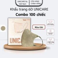 UNICARE 100c Khẩu Trang 6D Màu Ghi Pro Mask Chính Hãng Chống Bụi Không Thấm Nước