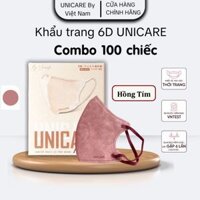 UNICARE 100c Khẩu Trang 6D Màu Hồng Tím Pro Mask Chính Hãng