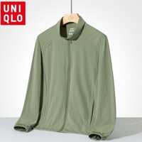 Uniqlo (50-110KG) Nhanh Khô L-5XL Dài Tay Rash Áo Khoác Nam Mỏng Thoáng Khí Áo Khoác Zip-Up