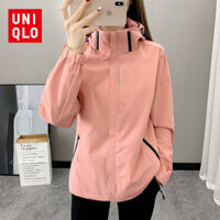 Uniqlo Áo khoác đục lỗ ngoài trời dành cho nữ Xuân Thu Cặp đôi Vỏ mềm ấm áp Áo khoác một lớp Áo khoác mỏng Áo gió thể thao