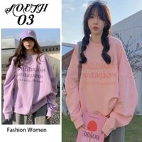 uniqlo Áo nỉ dài tay sang trọng Thu đông 2024 in chữ dài tay thường ngày dành cho học sinh