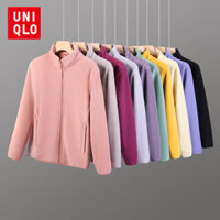 Uniqlo Cặp Đôi Áo Khoác Lông Cừu Cực Giữ Ấm Sang Trọng Lông Cừu Dây Kéo Áo Len Dài Tay Áo Khoác Áo Khoác