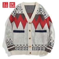 Uniqlo Jumper Nam Đa Năng Phong Cách Thu Đông Xu Hướng Thường Ngày Rời Vai Vai Cardigan Cổ Chữ V Cardigan