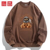 Uniqlo Nam Mùa Đông Áo Sơ Mi Dài Tay Thời Trang Rời Cổ Cotton Áo Len Chui Đầu