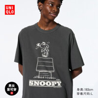 Uniqlo Nam Nữ Quần Áo Cha Mẹ-Con UT PEANUTS In Hình Áo Thun Tay Ngắn Snoopy Heavy Profile475080