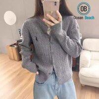 uniqlo Sweater 2024 Hàn Quốc Mới Thêu Dệt Kim Cardigan Mùa Thu Cáp Đan Áo Len Ngắn Top