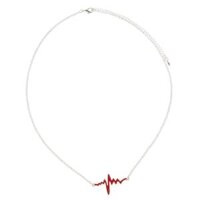 Unique Heartbeat Style Pendant Necklace Personalized Valentine Gift 1 - 1 Silver-Red