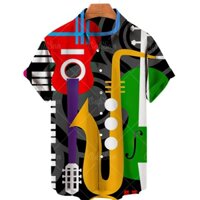 Unisex Nhiều Màu Sắc Áo Sơ Mi Cool Top Nghệ Thuật Âm Nhạc 3d In Retro Hawaii Áo Sơ Mi Nam Guitar Saxophone Mùa Hè Áo Thun Tay Ngắn