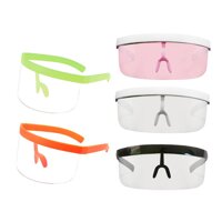 Unisex Oversized Shield Mirrored Lens Visor Sunglasses Flat Top One Piece UV400 Summer Outdoor Eyewear Cover - White Frame Pink Lens