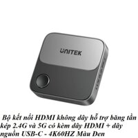 Unitek 17208 V1162B01 4K60HZ Màu Đen Bộ kết nối HDMI không dây hổ trợ băng tần kép 2.4G và 5G có kèm dây HDMI + dây nguồn USB-C wifi wireless miracast screen , giao diện tiếng anh