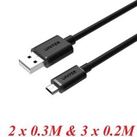 Unitek 29458 Y-C4007BK 0.3M + 0.2M Cáp Usb 2.0 sang Micro USB ( 5 Sợi)