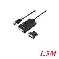 Unitek 97248 Y-3801 1.5M Màu Đen Cáp chuyển Usb 3.0 sang Dvi 24+5 kèm Đổi Vga